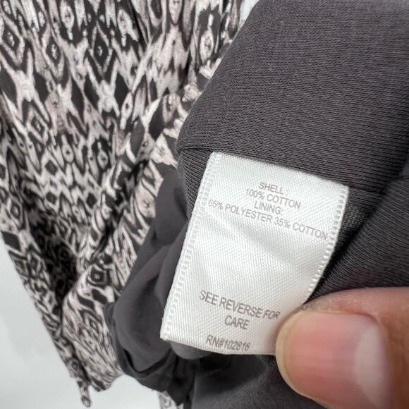 NWOT Garnet Hill Halter Dress Women's PL Gray Brown Cat Eye Print Maxi Dress - Picture 5 of 8